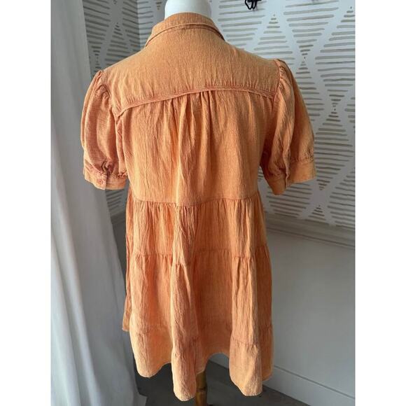 Umgee Women’s Medium Distressed Orange Tiered Mini Dress - Picture 3 of 6